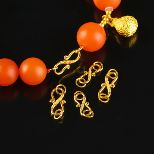 Mengpao 18k gold handmade ancient gold S-shaped button buckle head DIY jewelry bracelet necklace braided rope connection buckle material accessories small / single