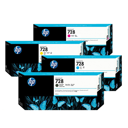 
HP (HP) 728 ink cartridge original 300ML (for machine t830/t730 plotter ink cartridge) 728B four-color set (black 300ML color 300ML)
