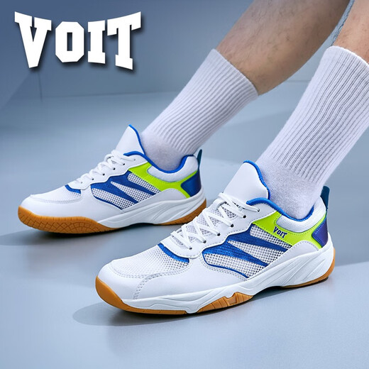 Walter table tennis shoes summer single mesh breathable men's low-top shock-absorbing running shoes non-slip wear-resistant badminton competition sports shoes white blue 988AT 35
