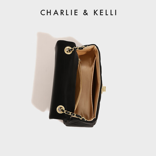 CHARLIE&KELLI brand CK light luxury bag women's bag shoulder bag women's crossbody bag rhombus small square bag Chinese Valentine's Day gift black Jingcang Suda gift bag packaging