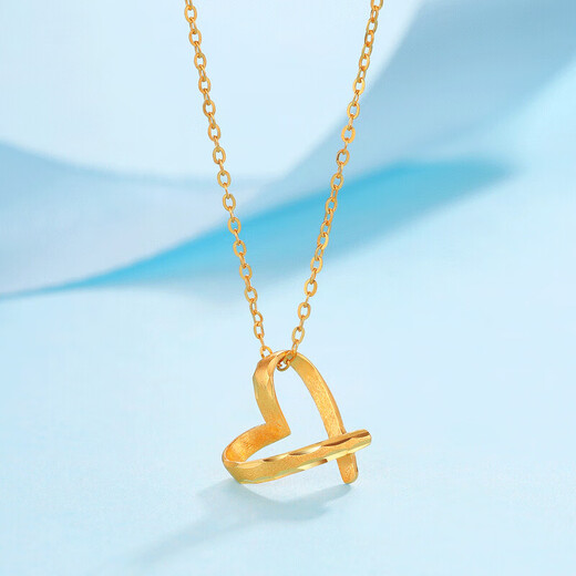 Zokai Yellow 18K Pendant Women's Love Heart Necklace Birthday Gift D11120