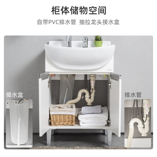 TOTO浴室柜LDSW753W家用卫生间陶瓷一体盆抽拉龙头多功能储物柜(06-D) 台盆柜【裸柜 含原装下水、S弯】