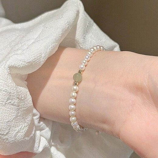 法式仿珍珠手链ins小众设计气质高级感闺蜜生日礼物闺蜜 M1391玻璃福牌手链