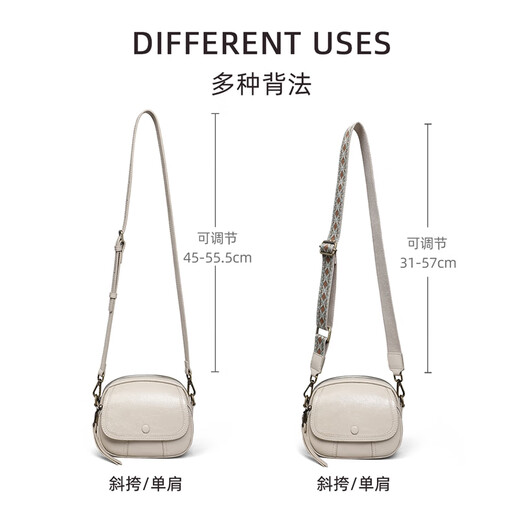Calwan Keodh Crossbody Bag Damenbag 2025 Neue Frühlings- und Sommer-echtes Leder kleiner runde Tasche One-Shoulder-Freizeitgeburtstagsgeschenk für Freundin und Frau [schöne] leichte Luxus-Mode-vielseitige Crossbody-Tasche Praktische und herzzerreißende Mädchen Freundin
