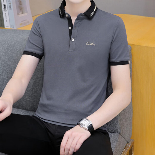 CAIDEN KETCH男装品牌短袖polo衫t 恤男士2025夏季新款商务休闲百搭透气上衣服 黑色679 XL （建议126-140斤）