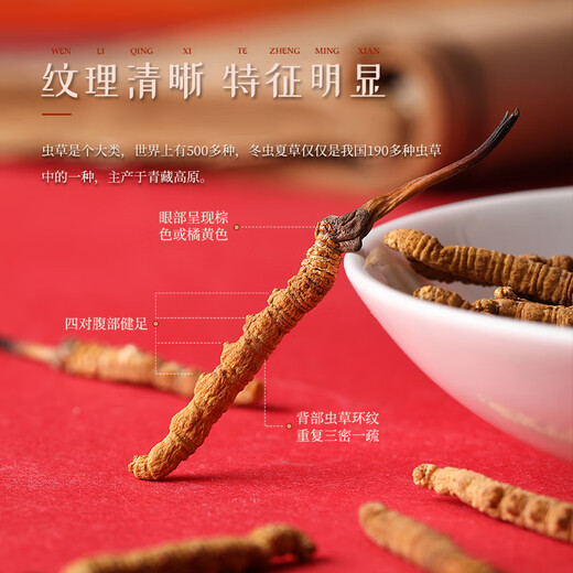 
Hu Qingyutang Cordyceps sinensis Tianhao 40# Wild High-end leather gift box 5g10g Gift gift for elders Holiday gift 5g 40# leather gift box