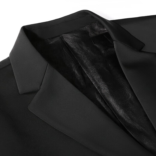 Fat Brother Plus Size Men's Black Gold Light Luxury Series Men's Casual Suit Jacket Plus Fat Extra Large Business Formal Wedding Suit Black Single Suit (Thick Style) 6XL (270-300Jin Jin is equal to 0.5kg)