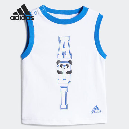 adidas Adidas 2020 summer Adidas baby clothing baby boy short-sleeved sports suit FM9769 white sleeveless vest + blue shorts A/98/recommended height 98cm