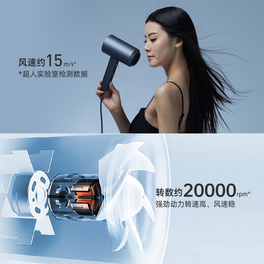 Superman travel essential hair dryer household hair dryer high power negative ion high wind speed drying low noise portable hair dryer birthday gift DJ818 gold glaze blue