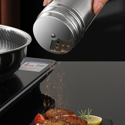 Mengting (MENGTING) stainless steel salt bottle and powder bottle, sugar powder barbecue seasoning sprinkler bottle, powder sprinkler artifact, large size 2 pack