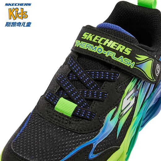 Skechers斯凯奇男童荧光闪灯鞋童鞋透气跑步运动鞋撞色大童跑鞋400103L