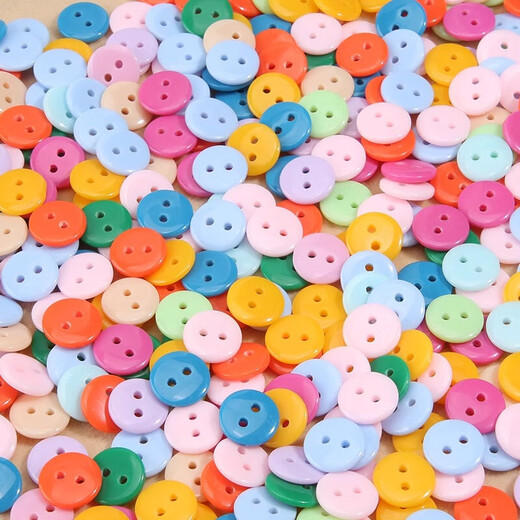 Color mixed resin color bread buttons kindergarten early education two-hole button cufflinks 11.5mm color mixed pack 1 pack 50 pieces in total