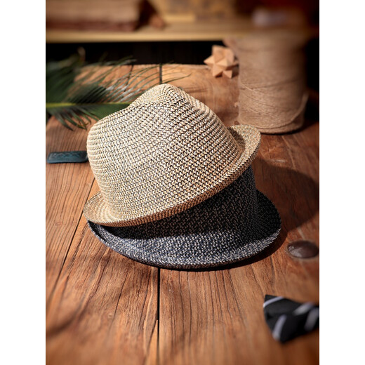 KT Retro Top Hat Men d'âge moyen Paille tissée Sunable Sun Protection Casual Short Brim Paille bouclée British Jazz Hat Girl Trend Khaki L (58-60 cm)