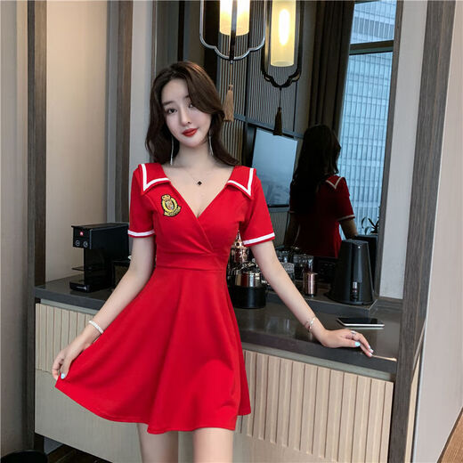 Tangjun Nightclub Sexy Women's Clothing Sleim Nightclub Sexy Dress Massage Massage Short Dress Press Prome Prome Black [726 моделей] L предлагает 100-110JIN [JIN равно 0,5 кг]