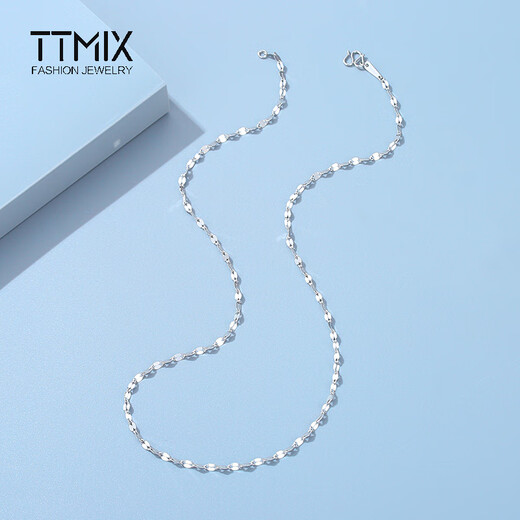 TTMIX platinum necklace for women pt950 platinum kiss clavicle chain versatile plain chain light luxury niche 2.9-3.1g 48cm
