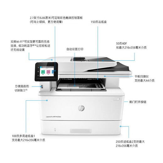 HP (HP)329dw/329dn/427dw/429fdn/431f A4 black and white laser printer office printing, copy scanning and fax wireless all-in-one machine 329dw (three-in-one + double-sided printing + wired wireless + document feeder)
