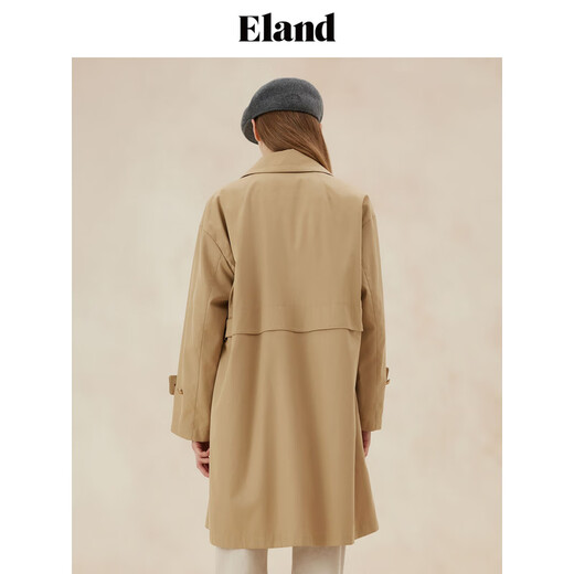 ELAND衣恋纯棉风衣外套女中长款大衣女装24秋新款 深藏青色(03)D/NAVY L 170