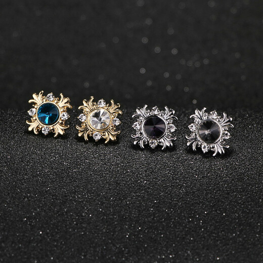 Mengyi Shining Crystal Shield Brooch Men Cross Corsage Pin Suit Shirt Collar Pin Badge Fake Collar Buckle Pair Gold Background White Diamond