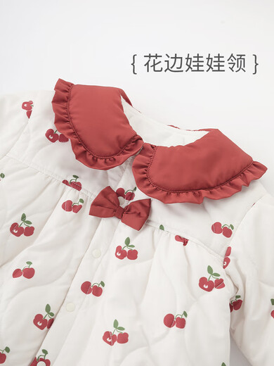 Bali Piggy (BALIPIG) baby girl one-year-old dress cotton jumpsuit autumn and winter warm and thickened quilted baby clothes, taro purple 80cm