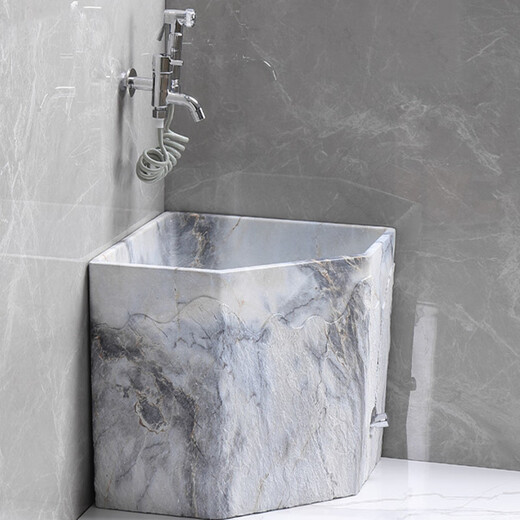 TVboop corner mop pool Chinese style balcony outdoor courtyard garden artificial stone mop pool kick drainage large size corner retro stone mop pool (without faucet)