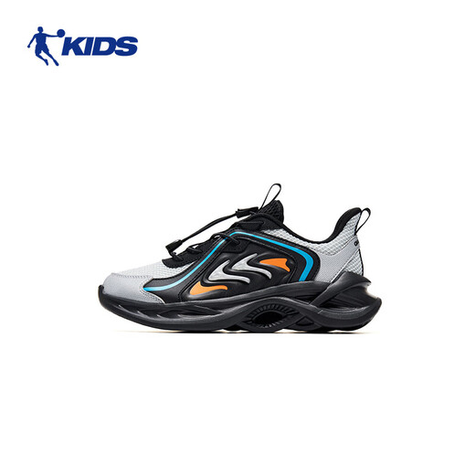 Chaussures de Jordan Boys Spring and Automne Big Child's Soft Sole Chaussures en cuir Chaussures de course en cuir - Tulle Gray / Silver-34