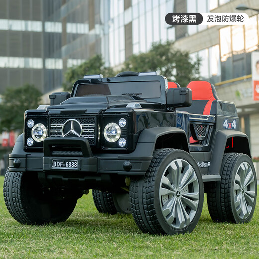 AITONG (AITONG) children's electric vehicle four-wheel remote control off-road vehicle children's toy car can be charged with people. Large children's car. White leather seat + dual-wheel drive 12V large electric power + Bluetooth music light Off-road vehicle + remote control sway