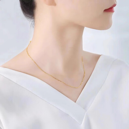 Fat Donglai quality color gold snake bone chain 18K gold 18K gold necklace for women k gold versatile plain chain snake bone O word Chopard 1.8g 45cm x snake bone chain (+ blessing longevity lock)