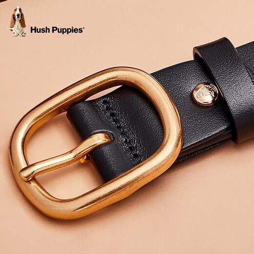 Hush Puppies belt for women, simple, fashionable and versatile, first layer cowhide, ins style, Korean style slim belt, pin buckle, birthday gift
