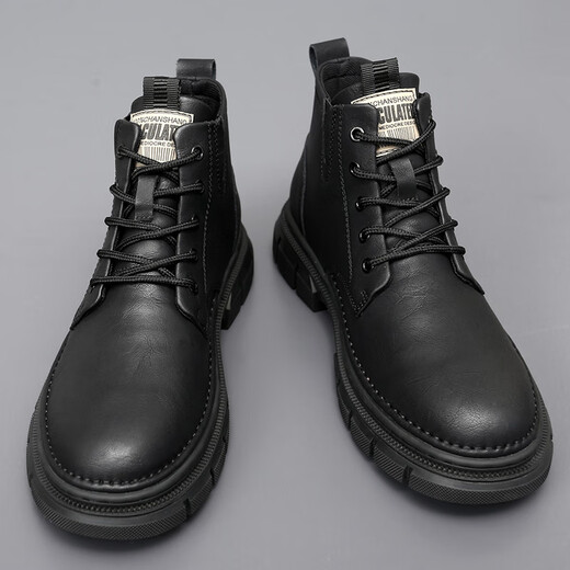 Shidmta Frühlings- und Herbst-Trend-Vielseitige Männerschuhe High Top Martin Boots Herren bequemer Kleidung-resistente Freizeitschuhe Männer dicker Sohle nicht rutschfeste Schuhe Männer 9923 Schwarz (plus Fleece) 43