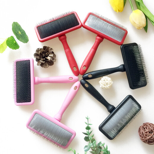 DELIGHT (DELIGHT) Maleficent pet needle comb cat and dog comb, hair-pulling comb, Teddy knotting comb, Bichon fluffy special comb, Purple Witch (soft needle) - size M - purple