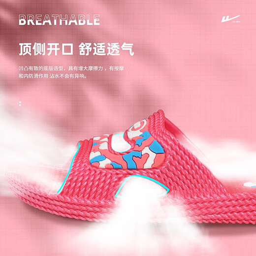Huili Slippers for Women Summer Anti-Slip Usur-Resistant Camouflage Home Bathing Indoor Couple Hollow Sandales de mode coréennes Red 38 [Convient pour la taille 37 pieds]