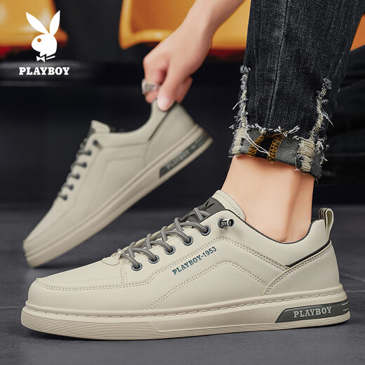 Playboy (Playboy) Herrenschuhe Herren 2025 Sommer lässige Schuhe Herren trendige Brettschuhe Herrenmodegeschäft weiße Schuhe Beige 41