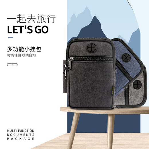 Lucifer multifonctionnel mini sac de passeport à col licou mini sac à bandoulière hommes et femmes sac de documents décontracté sac de téléphone portable porte-monnaie L661 bleu