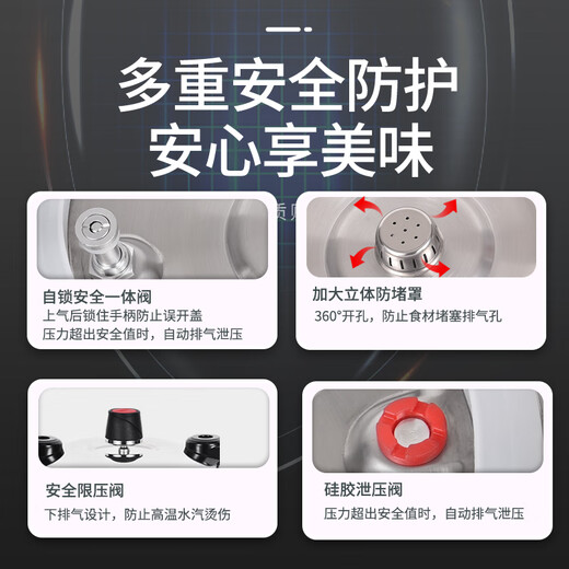 双喜双喜高压锅304不锈钢食品级家用燃气电磁炉通用炖汤锅压力锅新款 20cm 6L 妙旋球金/