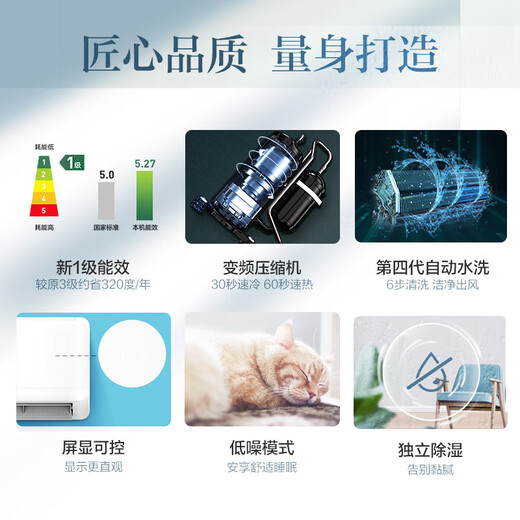 Produced by Jingcan Air Conditioning AUX (AUX), large 1.5 HP hanging type, national subsidy, new level 1 energy efficiency, variable frequency heating and cooling bedroom hanging type KFR-35GW/BpR3JDFW (B1)