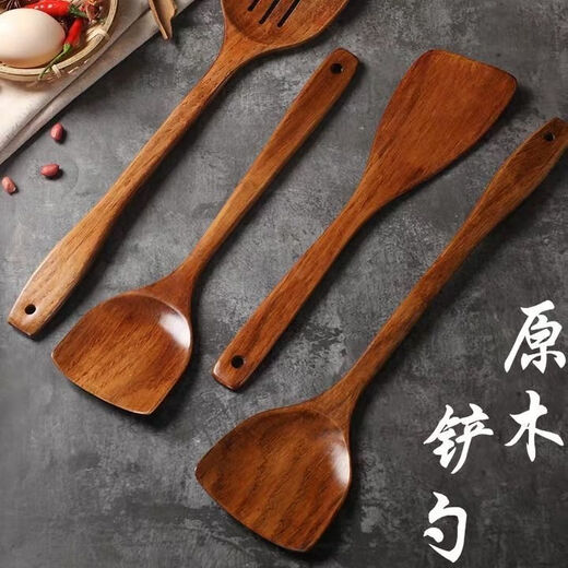 Xu Nian solid wood spatula, solid wood cooking spatula, natural wood spatula, wooden rice spatula, wooden spatula, wax-free spatula, high temperature resistance, no odor, no damage to the pot