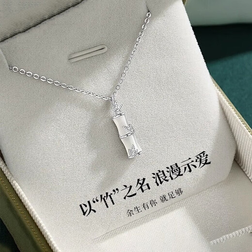 MZMZ Bamboo Leaf Platinum Necklace for Women pt950 Platinum Clavicle Chain Bamboo Leaf Pendant Birthday Gift for Girlfriend Luxurious Platinum Model-Bamboo Necklace