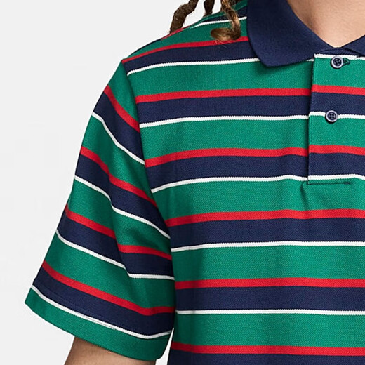Nike (NIKE) men's clothing, comfortable and versatile loose casual striped sports lapel short-sleeved T-shirt, FN3897-010 FN3897-410 L