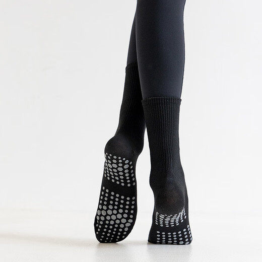 Suican Yoga Socks Women's Non-Slip Pilates Modern Dance Socks Indoor Floor Sports Dance Socks Silicone Dot Sports Socks Non-Slip Socks Medium Tube Black 1 Pair One Size