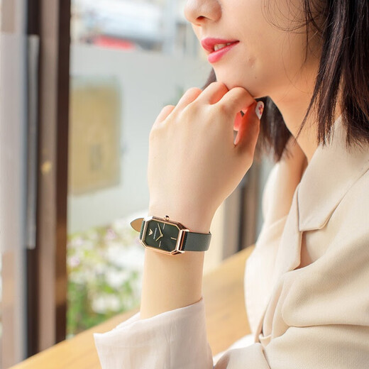 安普里奥·阿玛尼（Emporio Armani）阿玛尼手表女士 时尚休闲小方表石英女表 生日情人节礼物送女友 墨绿小方表AR11149