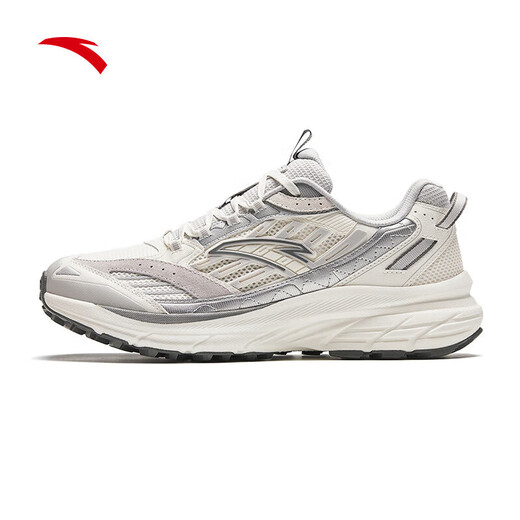ANTA (ANTA) AT957丨Men's Summer Mountain Retro Running Shoes Thick-soled Heightening Running Shoes Casual Sports Shoes for Men Ivory White/Chip Gray/Silver-1 8.5 (Male 42)