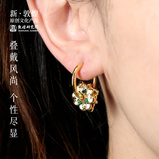 Dunhuang Research Institute Dunhuang pattern and color stacked earrings Museum cultural and creative temperament high-end earrings for women as birthday gifts for girlfriends Flower Room