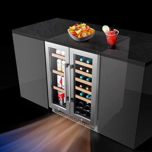 Xinchao Consulting Discount Embedded red wine cabinet with constant temperature and humidity control double-door wine cabinet for home living room small wine and liquor cabinet fresh-keeping refrigerated beverage display cabinet 166B 166B double-door wine cabinet ice bar can be embedded 126L