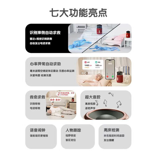 Besando ciervos [termina para ancianos en casa] máquina de cuidado inteligente, solo, personas que llaman ancianos, cabello plateado, cámara de teléfono de video, monitoreo del hogar, alarma de ayuda con un solo clic, robot acompañante [conjunto de cobertura de toda la casa] x3+ llamador [memoria 64G] se puede reproducir durante tres días