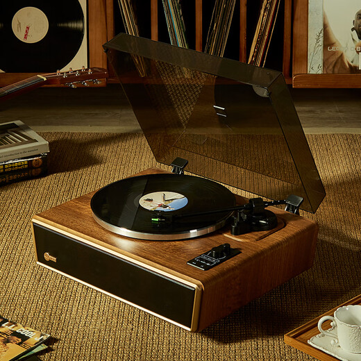 ARKROCKETHuygens Huygens Bluetooth vinyl record player retro LP record player gramophone record player audio living room ornaments Chinese Valentine's Day walnut wood grain color moving magnetic cartridge walnut wood grain