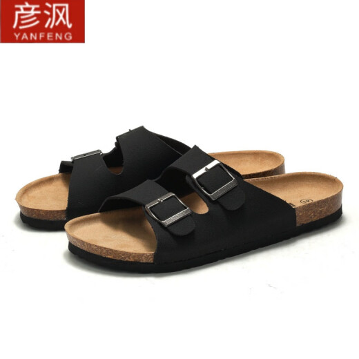Yanjie Cork Slippers Men's 2024 New Spring and Summer Men's Cork Slippers Women's Sandals Student Beach Outing Slippers Brown 35