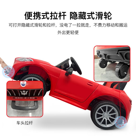 WORK BABY Masha children's electric car can sit on a remote control car for adults, a child can drive a stroller toy car, four-wheel electric double version + red dual drive + remote control + soft seat + remote control