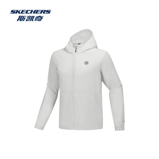 斯凯奇（Skechers）御光防晒衣男女同款凉感速干舒适运动户外透气连帽外套P224M032 月球灰/00MV XL