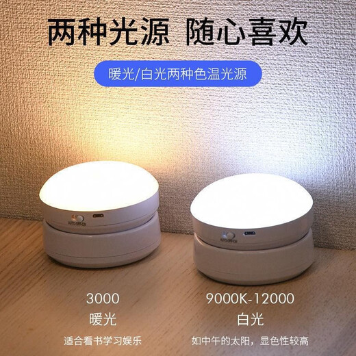 Nuofeng Veilleuse LED rotative intelligente avec détection du corps humain, charge USB, contrôle de la lumière, couloir, couloir, salle de bain, batterie rotative/modèle rechargeable (lumière blanche)