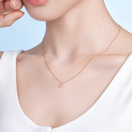 Lukfook Jewelry 18K gold bubble diamond necklace set chain gift cMDSKN0102D total weight 2.04 grams